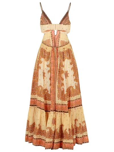Zimmermann 'maxine' Orange Cotton Dress Women