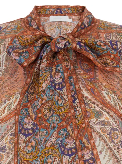 Zimmermann Rhiannon Multicolor Blouse With Tie Closure On The Front And Paisley Print In Ramie Woman