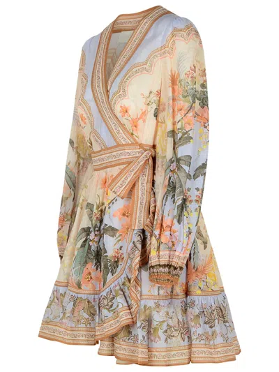 Zimmermann Wylie Printed Cotton-voile Mini Wrap Dress