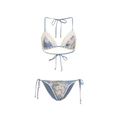 Zimmermann Women Cascadian Bikinis With Crochet Profiles In Blue