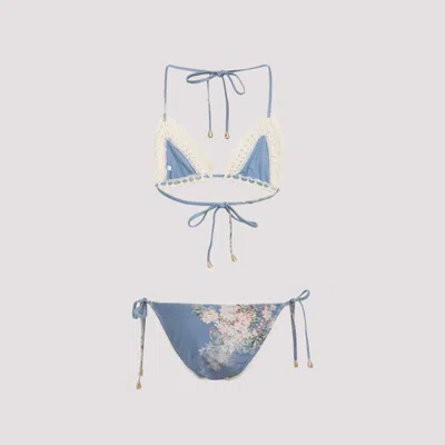 Zimmermann Women Cascadian Bikinis With Crochet Profiles In Blue