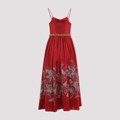 Zimmermann Rhiannon Belted Paisley-print Cotton-voile Midi Dress In Red