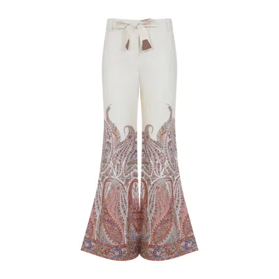 Zimmermann Rhiannon Multicolor Flared Pants With Drawstring Waist And Paisley Print In Cotton Woman In Pattern