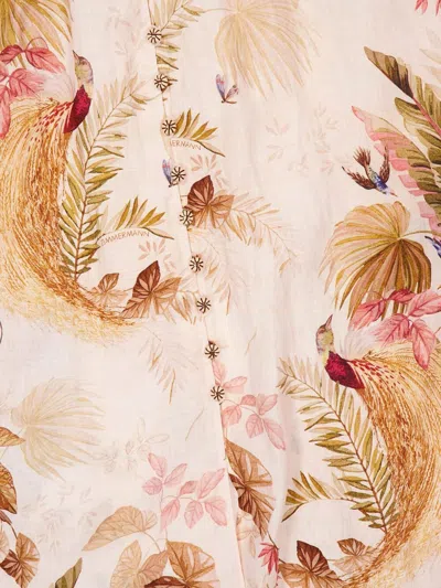 Zimmermann Womens Cream Palm Floral Ascension Plunge Linen Midi Dress In Multi