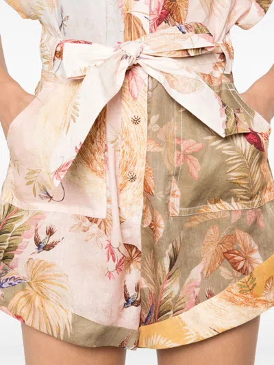 Zimmermann Ascension Floral-print Linen Playsuit