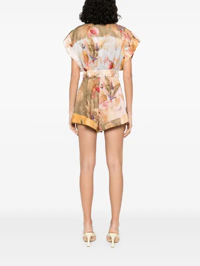 Zimmermann Ascension Floral-print Linen Playsuit