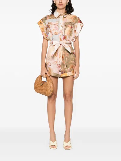 Zimmermann Ascension Floral-print Linen Playsuit