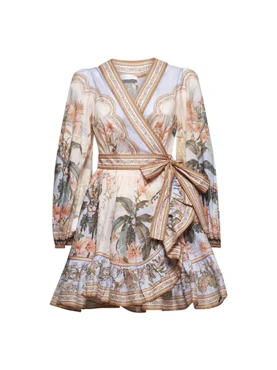 Zimmermann Women Blue Floral Wylie Wrap Mini Dress