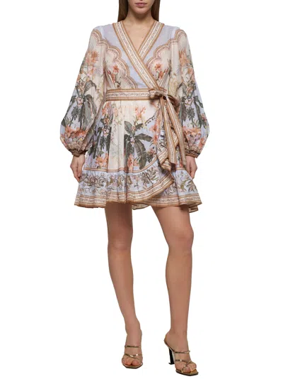Zimmermann Women Blue Floral Wylie Wrap Mini Dress