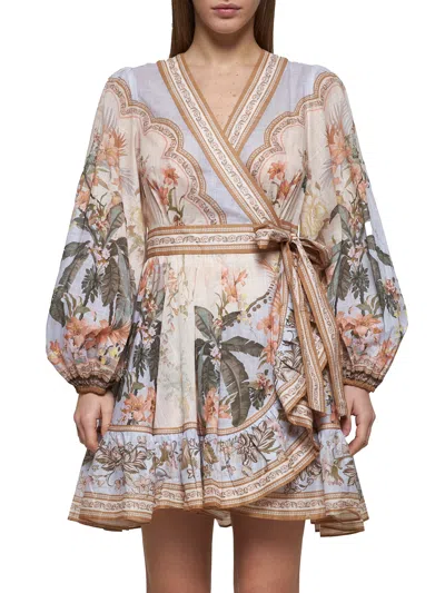 Zimmermann Women Blue Floral Wylie Wrap Mini Dress