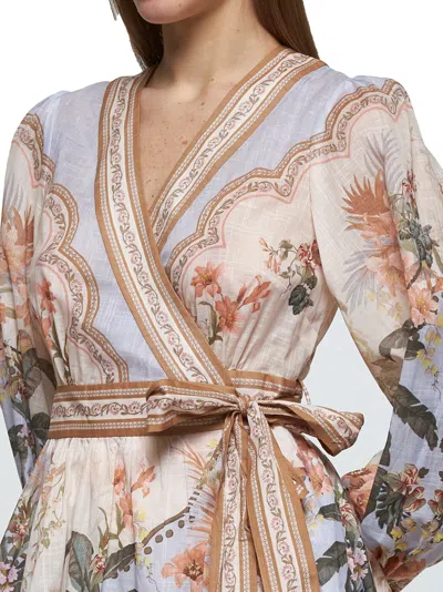 Zimmermann Women Blue Floral Wylie Wrap Mini Dress
