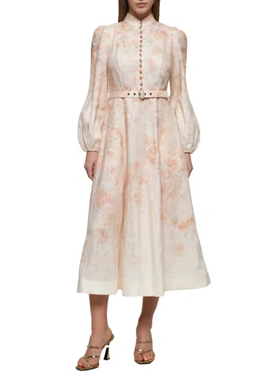 Zimmermann Women Floral Print Linen Crush Midi Dress In Neutral