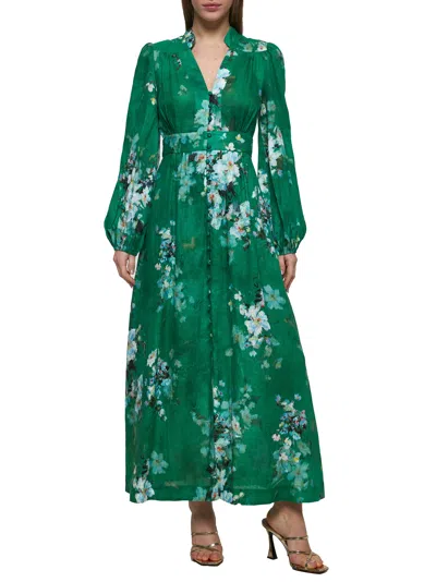Zimmermann Women Green Linen Everley Midi Dress