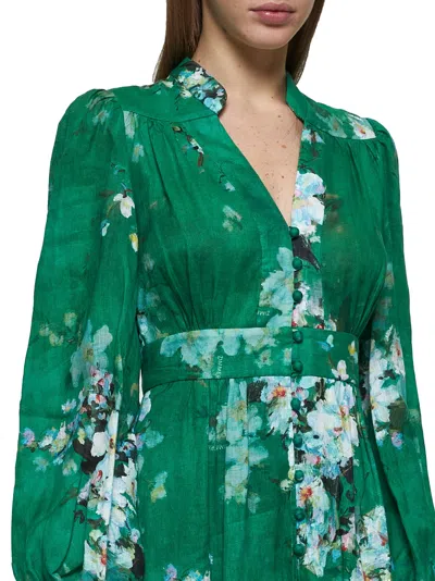 Zimmermann Women Green Linen Everley Midi Dress