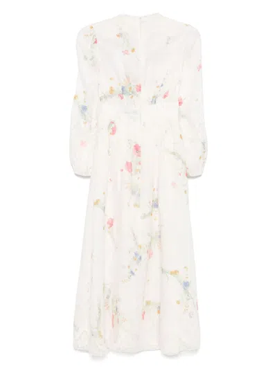 Zimmermann Lucky Floral Linen Lace Midi Dress