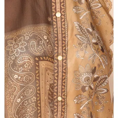 Zimmermann Lucky Brown Shirt With Classic Collar And All-over Floral Print In Silk Woman In Brown