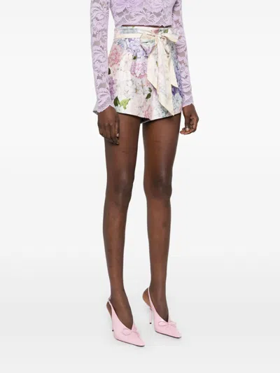 Zimmermann Dawning Printed Silk Flat Front Shorts