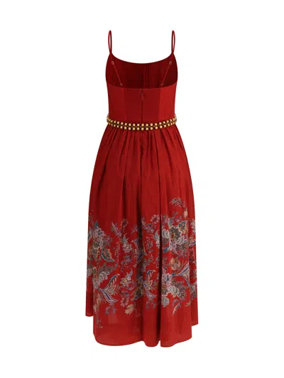 Zimmermann Rhiannon Belted Paisley-print Cotton-voile Midi Dress In Red