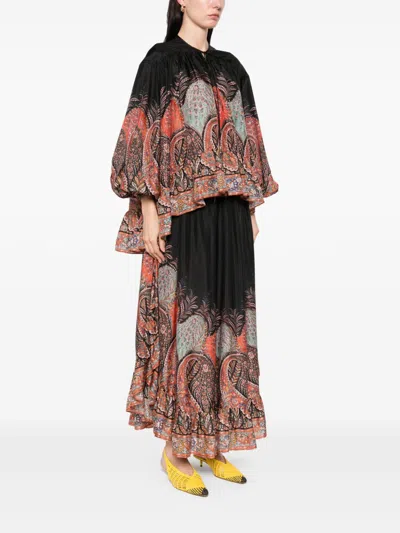 Zimmermann Women Rhiannon Printed Silk Blouse In Black
