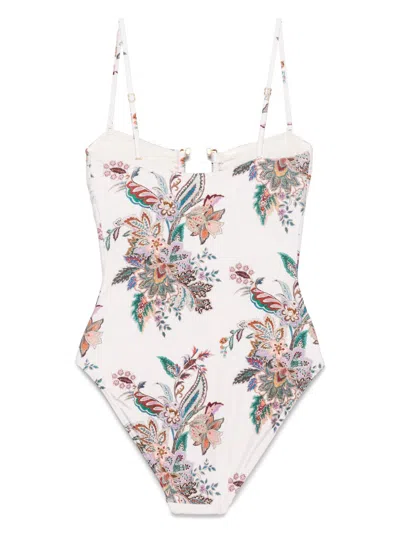 Zimmermann Rhiannon Hardware-detailed Strapless One-piece Swimsuit In Neutral