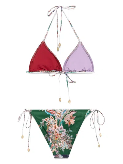 Zimmermann Rhiannon Floral-print Triangle Bikini In Multi