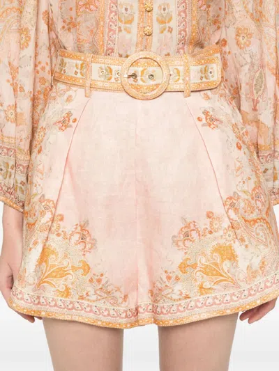Zimmermann Acacia Linen Shorts In Pink