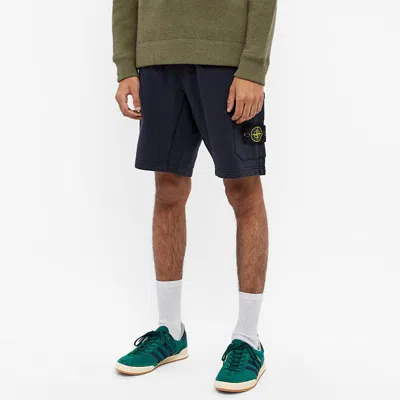 Stone Island Garment Dyed Sweat Shorts 'navy' In Blue