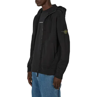 Stone Island Logo Patch Zip-up Hoodie 'black'
