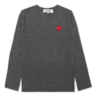 Comme Des Garçons Play Grey Heart Patch Crewneck Sweater In Gray