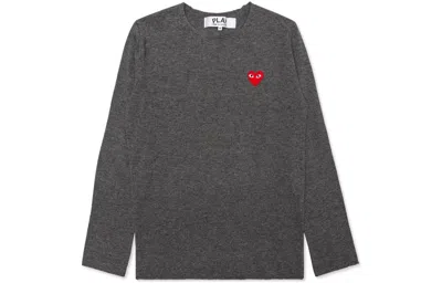 Comme Des Garçons Play Grey Heart Patch Crewneck Sweater In Gray