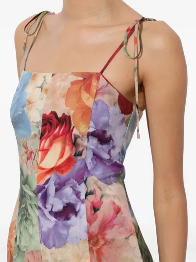 Alice And Olivia Jeanette Midikleid Mit Blumen-print In Multi