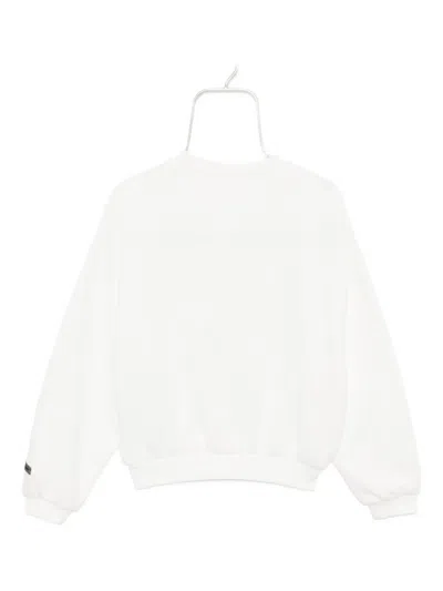 Essentials Kids White Fleece Crewneck Sweatshirt In White