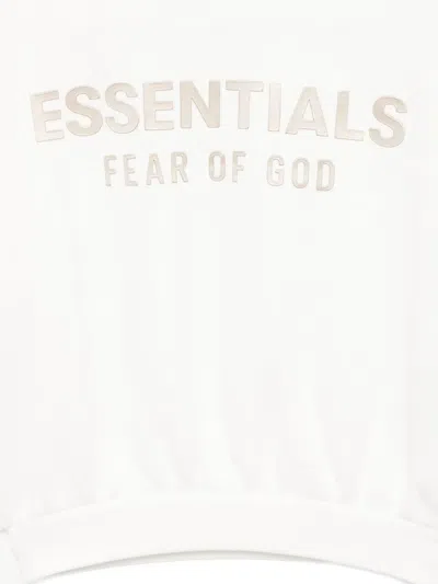 Essentials Kids White Fleece Crewneck Sweatshirt In White
