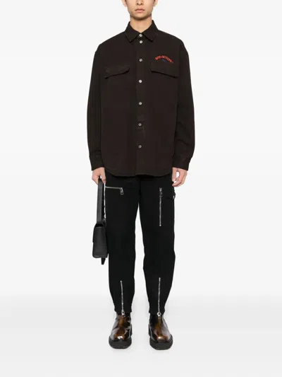 Off-white Embroidered-print Shirt In Brown
