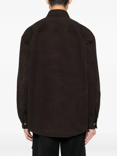 Off-white Embroidered-print Shirt In Brown
