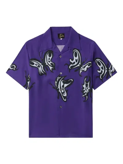 Needles Butterfly Print Short Sleeves Spread Collar Shirt