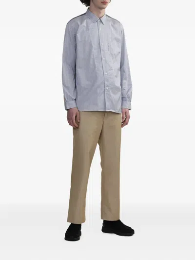 Junya Watanabe Cotton Striped Shirt In Blue