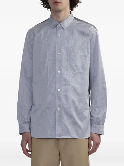 Junya Watanabe Cotton Striped Shirt In Blue