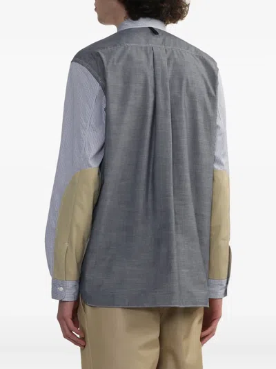 Junya Watanabe Cotton Striped Shirt In Blue