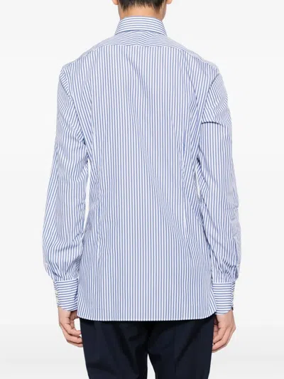 Tom Ford Cotton Stripe Shirt In Blue