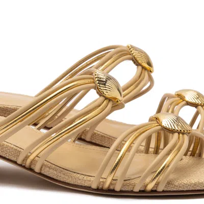 Larroude Shelly Flat Mule Beige Raffia