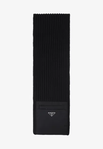 Prada Pocket Wool-blend Knit Scarf