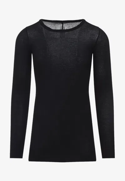 Rick Owens Long-sleeved Top With Subtle Back Closure In Black
