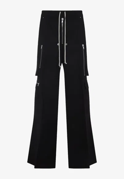 Rick Owens Wide-leg Trousers With High Waist And Utility Pockets In Black