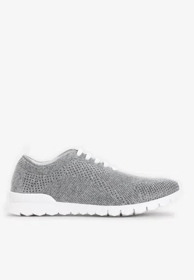 Kiton Fits Low-top Sneakers In Knitted Cashmere In Gray