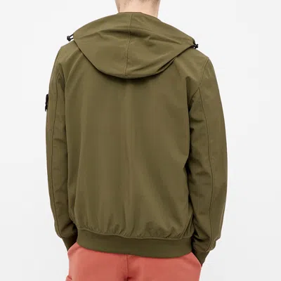 Stone Island Soft Shell-r Hooded Jacket 'olive Green'