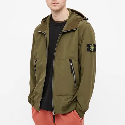 Stone Island Soft Shell-r Hooded Jacket 'olive Green'