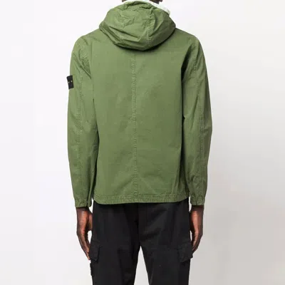 Stone Island Garment Dyed Hooded Shirt Jacket 'olive' In Green