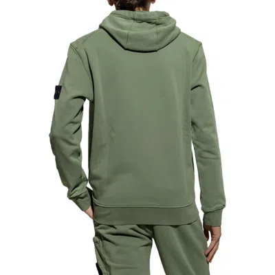 Stone Island Compass Motif Detail Hoodie 'sage' In Green
