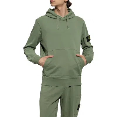 Stone Island Compass Motif Detail Hoodie 'sage' In Green